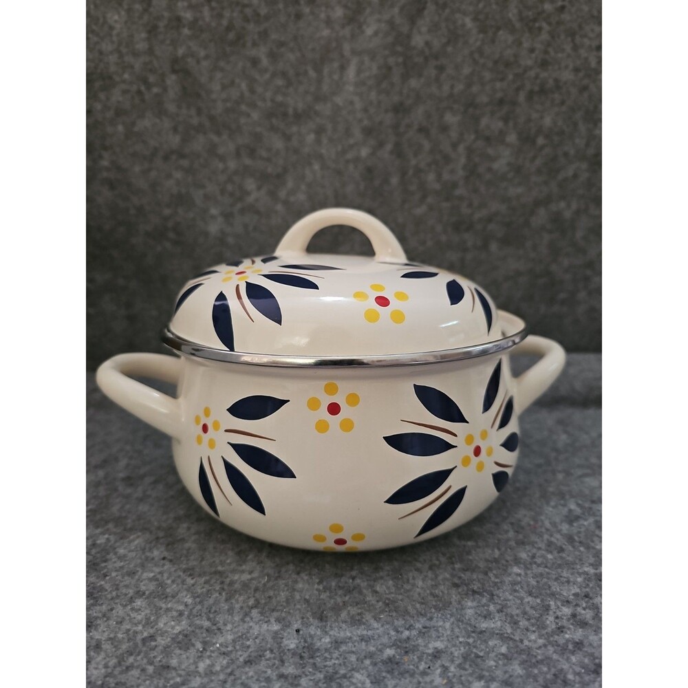Temptations 2 Qt Multi Pot Enamel Plus Lid Old World Blue. Stove To Table.